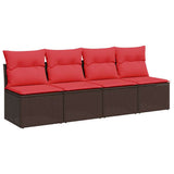 Garden Sofa with Cushion Brown 220 x 62 x 69 cm Poly Rattan 366228