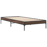 ZNTS Bed Frame Brown Oak 90x190 cm Single Engineered Wood and Metal 845055