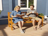 Wooden Bench with Liftable Middle Table, Outdoor Bench, Patio Loveseat for Porch, Garden, Seats 2-3 T3398P554346