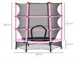 4.6FT/55" Kids Trampoline with Safety Enclosure, Outdoor Indoor Use, for Ages 3-10 Years, Pink T3398P348063