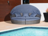 PE Rattan Lounge Set, 5 Pieces Patio Conversation Furniture Set, Garden Round Sofa Bed with Cushion T3398P323984