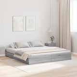 Storage Bed Frame Grey sonoma 200 x 200 cm Engineered wood 3335266
