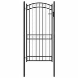 Fence Gate with Arched Top Steel 100x200 cm Black 146372