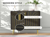 Art Deco Inspired Sideboard, with Adjustable Shelf - Black/Gold Tone T3398P328364