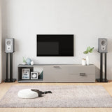 Speaker Stands 2 pcs Black Tempered Glass 3 Pillars Design 51804