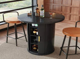 Round bar table with storage, 91.6cm high standing table with cabinet, MDF wood look, load capacity N639P442895S