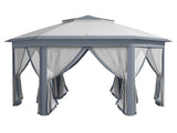 3 x 4m Metal Frame Hexagon Gazebo, with Curtains - Grey T3398P315437