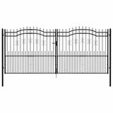 Fence Gate KAMPEN with Spear Top Black 394.5x172 cm Steel 151103