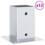 Post Bases Square 12 pcs Silver 91x91 mm Galvanised Steel 42000011