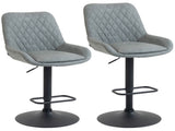 Set of Two Faux Leather Retro Bar Stools - Light Grey T3398P553446