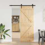 Sliding Door NARVIK Natural and Black 80 x 210 cm 3445242