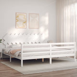Bed Frame without Mattress White 200x200 cm Solid Wood 3195307
