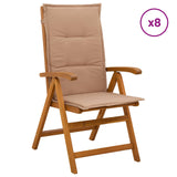 Reclining Garden Chairs 8 pcs Natural Solid Acacia Wood 3434479