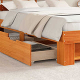 Bed Frame with Headboard Wax Brown 160 x 200 cm Solid Pine Wood 3382270