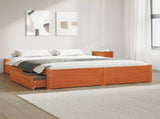 Bed Frame with Drawer Wax Brown 120 x 200 cm Solid Pine Wood 3422698