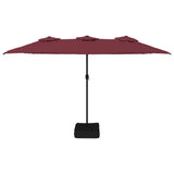 Double-Head Garden Parasol with LEDs Bordeaux Red 449x265 cm 362957