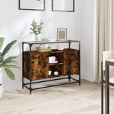 Sideboard with Glass Top Smoked Oak 98x35x81 cm Engineered Wood 846071