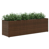 ZNTS Garden Planters with 3 Pots 2 pcs Brown 105x30x32 cm Poly Rattan 3210523