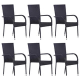 Dining Set Black, Natural 3067878
