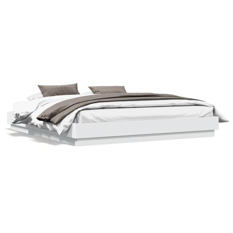 ZNTS Bed Frame White 180x200 cm Super King Engineered Wood 3209835