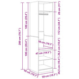 Wardrobe Concrete Grey 50x50x200 cm Engineered Wood 800238
