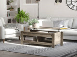 Lift Top Coffee Table w/ Hidden Storage Compartment Open Shelves Lift Tabletop Pop Up Centre Table T3398P343169