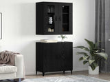 Highboard 2 pcs Black Oak Engineered Wood 3394589