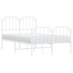 ZNTS Metal Bed Frame with Headboard and Footboard White 120x200 cm 373952