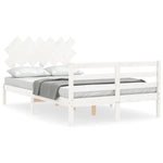ZNTS Bed Frame without Mattress White Double Solid Wood 3195262