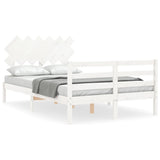 ZNTS Bed Frame without Mattress White Double Solid Wood 3195262