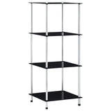 Shelf Black Tempered glass, stainless steel frame 40x40x100 cm 249510