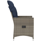 Reclining Garden Chair with Cushions Grey Poly Rattan 365642
