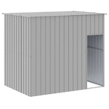 Dog House with Run Light Grey 214x865x181 cm Galvanised Steel 3189128