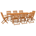 ZNTS 9 Piece Garden Dining Set 220x90x75 cm Solid Wood Acacia 3086986