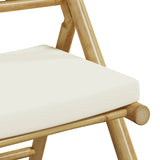 3 Piece Folding Bistro set with Cream White Cushions Bamboo 3208939