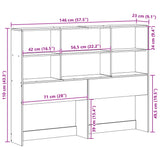 Headboard with Storage White 140 cm Solid Wood Pine 855661