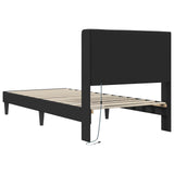 Bed Frame with LED Strip Lights Black 90 x 190 cm Faux Leather 42027993
