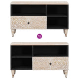 TV Cabinet with Drawer White 80 x 33.5 x 46 cm Solid Mango Wood 4018385