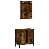 2 Piece Bathroom Furniture Set Smoked Oak Engineered Wood 3214782
