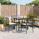 Garden Dining Set Table Black, Chair Black, Cushion Cream White 3213604