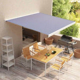 Awning Top Sunshade Canvas Blue & White 350x250 cm 145711