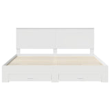Bed Frame with Headboard White 200 x 200 cm Engineered Wood 3411264
