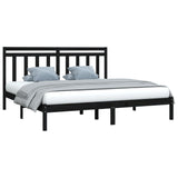 Bed Frame without Mattress Black 200x200 cm Solid Wood 3105274