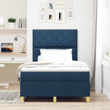 Box Spring Bed with Headboard Blue 120 x 190 cm Fabric 3339685