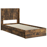Bed Frame with Storage and Headboard Smoked Oak 90 x 200 cm 3414059