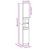 Bathroom Cabinet Concrete Grey 32x34x188.5 cm Engineered Wood 856942