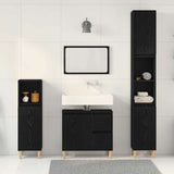 Bathroom Furniture Set Wall-mounted with Door 3 pcs Black Oak 3333086