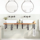 Basin Shelf Wall Mounted Steel and Solid Wood Acacia 3302861