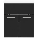 Sink Cabinet with Built-in Basin Black Engineered Wood 3070812