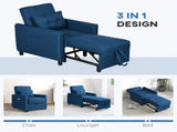 Linen-Look Single Chair Bed - Blue T3398P342947